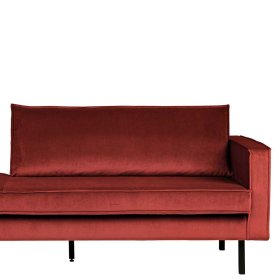 Couch Recamiere Klasvan in Rotbraun Samt im Retrostil – Ansicht 3