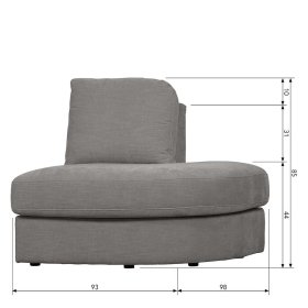 Modulsofa Abschluss Element rechts Fredoco in Grau 44 cm Sitzhöhe – Ansicht 16