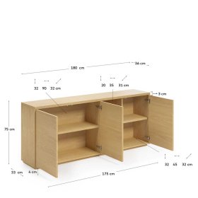 Großes Esszimmersideboard Magies in Eichefarben mit Drehtüren – Ansicht 5