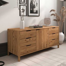 Modernes Sideboard Koropi mit sechs Schubladen aus Wildeiche Massivholz – Ansicht 2