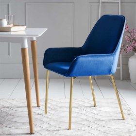 Samt Küchenstühle Garzevas in Blau im Retro Design (2er Set) – Ansicht 2