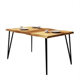Küchen Tisch Cariasca aus Wildeiche Massivholz und Stahl im Industriedesign – Ansicht 1
