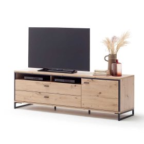 TV Board Geronda in Eichefarben und Anthrazit 60 cm hoch – Ansicht 3