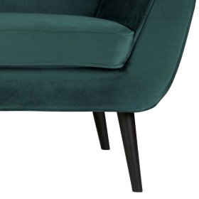 Samt Wohnzimmercouch Villon in Petrol und Schwarz – Ansicht 6