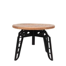 Runder Couchtisch Bracas aus Mangobaum Massivholz und Metall – Ansicht 5
