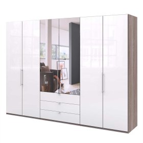 Kombi Ankleideschrank Yunidra 3 türig mit Spiegel und Schubladen modern – Ansicht 1