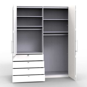Weißer Kleiderschrank Emiliano mit Falttüren Made in Germany – Ansicht 6