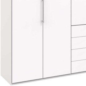 Geräumiger Schlafzimmerschrank Emiliano in Weiß mit Falttüren – Ansicht 4