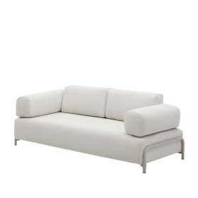 Beige Wohnzimmercouch Vivo aus Chenillegewebe mit Armlehnen – Ansicht 1