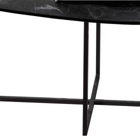 Schwarzer Designcouchtisch Jemja mit Glasplatte in Marmor Optik – Ansicht 4