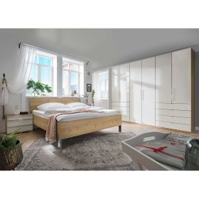 Schlafzimmer Möbel Cnutria modernes Design in Beige und Eiche Bianco (vierteilig) – Ansicht 1