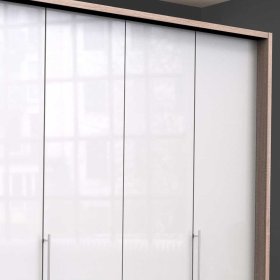 Kombi Falttüren Kleiderschrank Andryas in Weiß und Eiche Sägerau mit neun Schubladen – Ansicht 5
