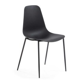 Küchenstühle Varescan in Schwarz Kunststoff mit Metallgestell (4er Set) – Ansicht 1
