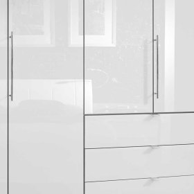 Kleiderschrank Yunidra in Weiß und Trüffelfarben mit Falttüren – Ansicht 5