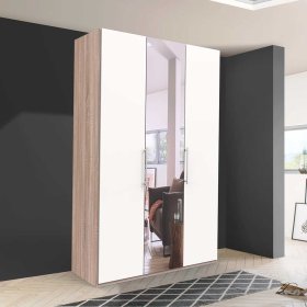Jugendschrank Lolyana in Weiß und Eiche Sägerau mit Spiegeltür – Ansicht 3