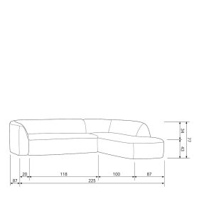 Skandi Design Couchecke Gordon in Cremefarben meliert mit Armlehne – Ansicht 13