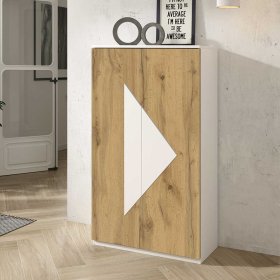 Schuhschrank Salmasion in Wildeichefarben und Weiß modern – Ansicht 2