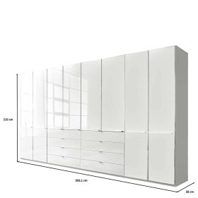 Drehtürenkleiderschrank Bean mit acht Schubladen Front glasbeschichtet – Ansicht 9