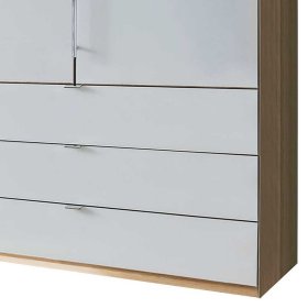 Falttürenkeiderschrank Waluva in Weiß und Eiche Bianco glasbeschichtet – Ansicht 3