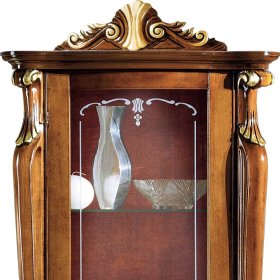 Esszimmervitrine Savolina in Nussbaumfarben und Dunkelrot 70 cm breit – Ansicht 4
