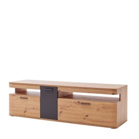 TV Board Lucisa in Eiche Optik und Anthrazit 180 cm breit – Ansicht 1