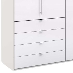 Design Schlafzimmerschrank Grinzia mit Falttüren in Weiß Glas beschichtet – Ansicht 4