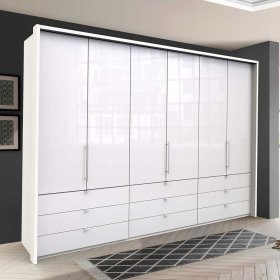 Großer Ankleidefalttürenschrank Grinzia in Weiß mit modern – Ansicht 2