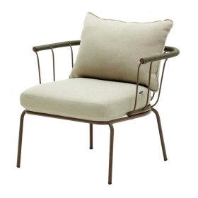 Garten Sessel Meckey in Beige und Braun mit Untergestell aus Metall (2er Set) – Ansicht 1