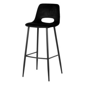 Schwarzer Barstuhl Set Plexino mit gepolsterter Rückenlehne 78 cm Sitzhöhe (2er Set) – Ansicht 1