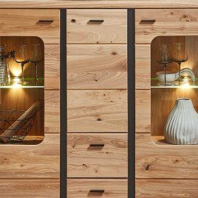 Highboard Sebetino mit LED Beleuchtung und zwei Glasböden – Ansicht 5