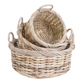 Rattan Körbe Hayato im Landhausstil mit Henkel (dreiteilig) – Ansicht 1