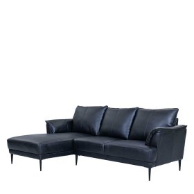 Wohnzimmer Couch Yanatada in Schwarz aus Echtleder – Ansicht 1