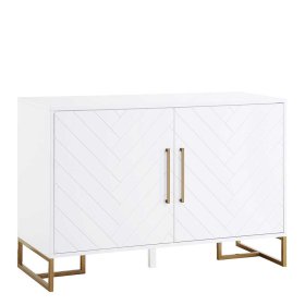 Weißes Sideboard Botein in modernem Design mit Bügelgestell aus Metall – Ansicht 1