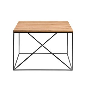 Massivholz Couchtisch Ciniak aus Asteiche und Schwarz Metall 70 cm breit – Ansicht 2