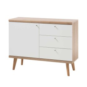 Anbauwand Levanca im Skandi Design in Weiß und Eichefarben (vierteilig) – Ansicht 12