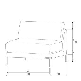 Modul Sofa Element Rio in Braun mit Vierfußgestell aus Metall – Ansicht 14