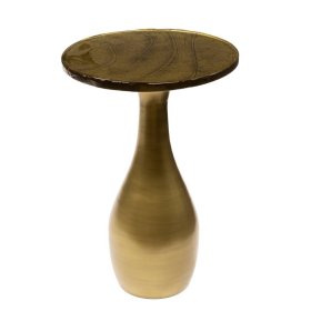 Beitisch Lakos in Altgoldfarben mit Gussglas Platte – Ansicht 1