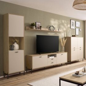 Schrankwand Wohnzimmer Zimena in modernem Design 206 cm hoch (vierteilig) – Ansicht 5