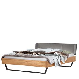 Industry und Loft Stil Bett Tonnia aus Wildbuche Massivholz und Metall – Ansicht 1