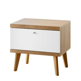 Doppelbett mit Nachtkonsolen Levanca in Weiß und Eiche in 140x200 cm (dreiteilig) – Ansicht 6