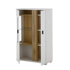 Wohnzimmer Anbauwand Luzillo in Wildeichefarben und Weiß (dreiteilig) – Ansicht 12