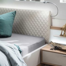 Schlafzimmer Set Privira in Eiche Bianco und Beige mit LED Beleuchtung (vierteilig) – Ansicht 8