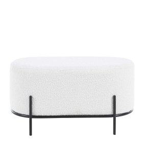 Ovaler Hocker Bryan aus Boucle Stoff und Metall 42 cm hoch – Ansicht 3