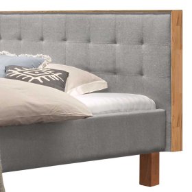 Graues Polsterbett Graves 140x200 cm mit Vierfußgestell aus Kernbuche – Ansicht 3