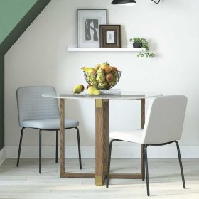 Graue Polsterstühle Yvonja in modernem Design mit Gestell aus Metall (2er Set) – Ansicht 3