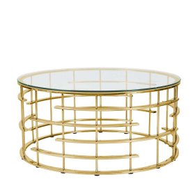Couchtisch Glas Metall Nacional in Transparent und Goldfarben – Ansicht 1
