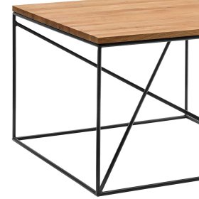 Massivholz Couchtisch Ciniak aus Asteiche und Schwarz Metall 70 cm breit – Ansicht 3
