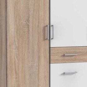 Jugend Kleiderschrank Milana in Eiche Sägerau und Weiß 199 cm hoch – Ansicht 4