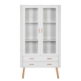 Schrank Vitrine Masuyo im Skandi Design in Eichefarben und Weiß – Ansicht 4