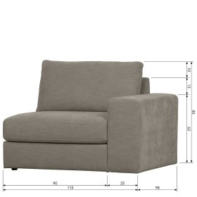 Sofa Element mit Armlehne rechts Fredoco in Grau aus Webstoff – Ansicht 14
